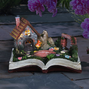 Solar Fairy House Pop Up Book Garden Statue, 10 by 7 Inches
