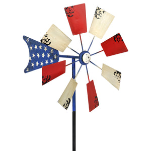 Patriotic Windmill Kinetic Spinner Garden Stake, 12 by 54 Inches | Shop Garden Decor by Exhart