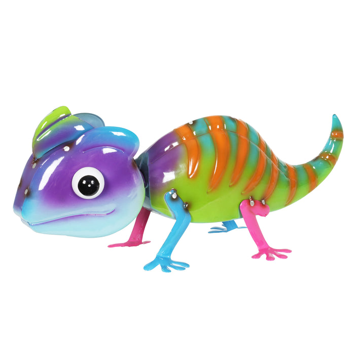Metal Colorful Chameleon Statuary, 14 Inch