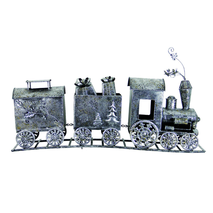 3 part Metal Holiday Train Statue