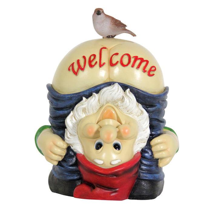 Solar Good Time Full Moon Morty Gnome Welcome Sign Garden Statue, 12 Inch