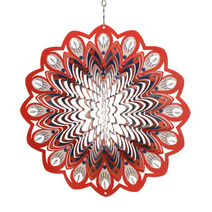 Laser Cut Red and Black Mandala Hanging Wind Spinner with Bead Details, 12 Inch | Shop Garden Decor by Exhart