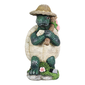 Solar Hiking Turtle with LED Crackle Ball Garden Statue, 6.5 by 12.5 Inches | Shop Garden Decor by Exhart