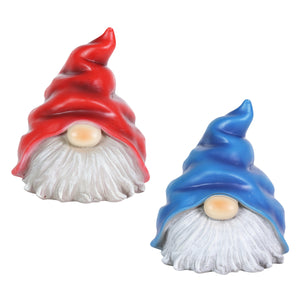 2 Piece Solar Blue and Red Hat Garden Gnome Statuary Set, 6 Inch
 | Shop Garden Decor by Exhart