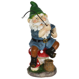 Good Time Fishing Frankie Green Hat Gnome Statue, 11 Inches | Shop Garden Decor by Exhart