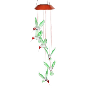 Solar Hummingbird Hanging Mobile with 6 Color Changing LEDs, 5 by 27.5 | Shop Garden Decor by Exhart