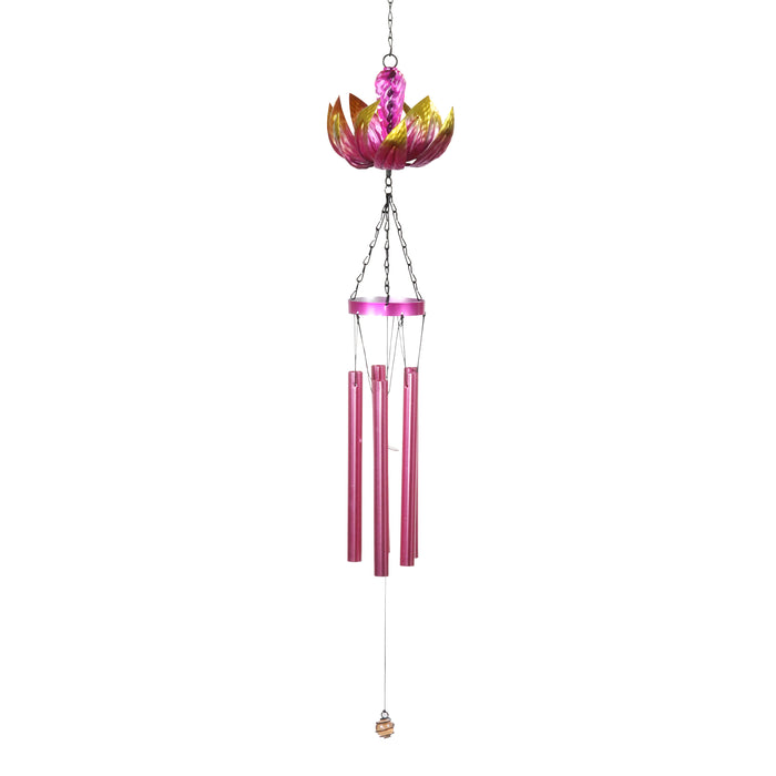 Spinning Pink Lotus Wind Chime, 8 by 39 Inches