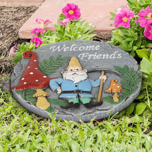 2 Piece Set of Gnome Welcome Stepping Stones, 10 by 11.5 Inches | Shop Garden Decor by Exhart