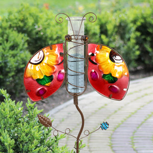 Ladybug Rain Gauge Garden Stake Hand Painted, Made of glass and metal, 36 inches | Shop Garden Decor by Exhart