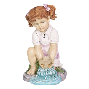 Solar Girl Playing with LED Water Form Garden Statuary, 13 Inches tall | Shop Garden Decor by Exhart