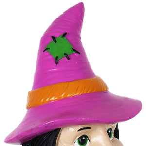 Friendly Witch Statuary with LED Sparkle Light Jar and Battery Powered Automatic Timer, 14 Inches tall | Exhart