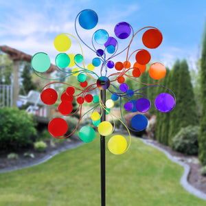 Giant Psychedelic Multicolor Wind Spinner Garden Stake, 24 by 83 Inches | Shop Garden Decor by Exhart