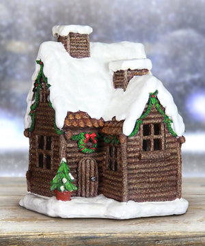 Exhart, LED Christmas Log Cabin with Timer