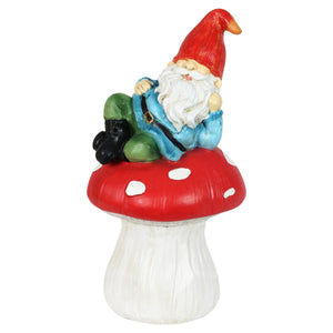 Set of 2 Garden Gnomes on Mushrooms Statuary, 7 Inch | Shop Garden Decor by Exhart