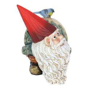 Solar Good Time Mooning Murry Gnome with a Bird Garden Statue, 13 Inches | Shop Garden Decor by Exhart