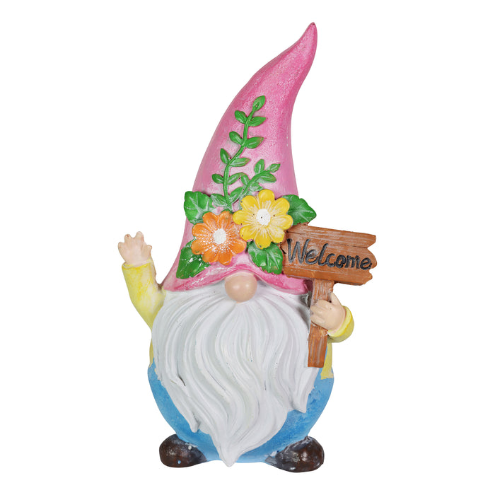 Pink Can't See Hat Welcome Gnome Statuary, 4.5 by 7.5 Inch