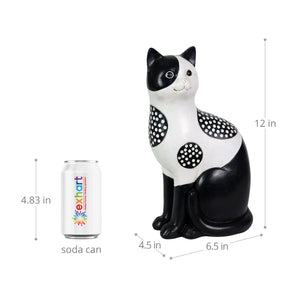 Black and White Cat Statue, 6 by 12 Inches | Shop Garden Decor by Exhart