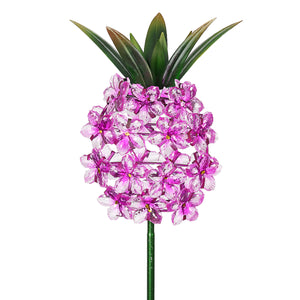 Solar Pink Acrylic Flower and Metal Pineapple Garden Stake, 6 by 34 Inches | Shop Garden Decor by Exhart