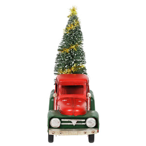 Merry Christmas LED Vintage Holiday Truck Statue with a Battery Powered Timer, 14.5 Inches | Shop Garden Decor by Exhart