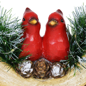 Hand Painted Home Sweet Home Christmas Cardinals Statue with LED lights on a Battery Powered Timer, 8 Inch | Exhart