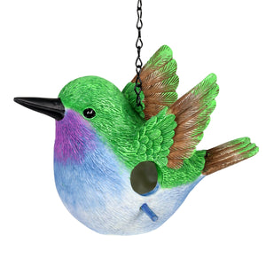 Hummingbird Hand Painted Bird House, 10 by 6 Inches