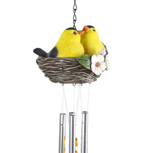 Nesting Orioles with Flowers Hand Painted Resin Hanging Wind Chime, 6 by 28 Inches | Shop Garden Decor by Exhart