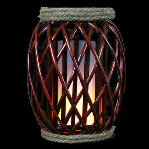 Willow Reed Lantern with Frosted Glass and LED Candle, 12 Inch | Shop Garden Decor by Exhart