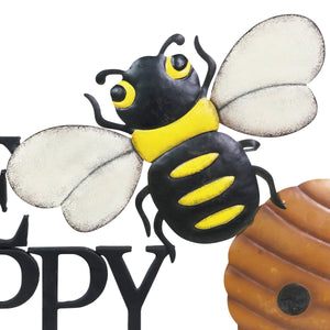 Bee Happy Hand Painted Metal Garden Stake, 21 by 17 Inches | Shop Garden Decor by Exhart