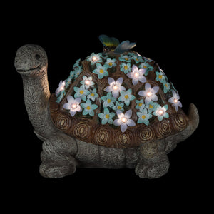 Solar Turtle Statue with Flower Shell, 10 Inch | Shop Garden Decor by Exhart
