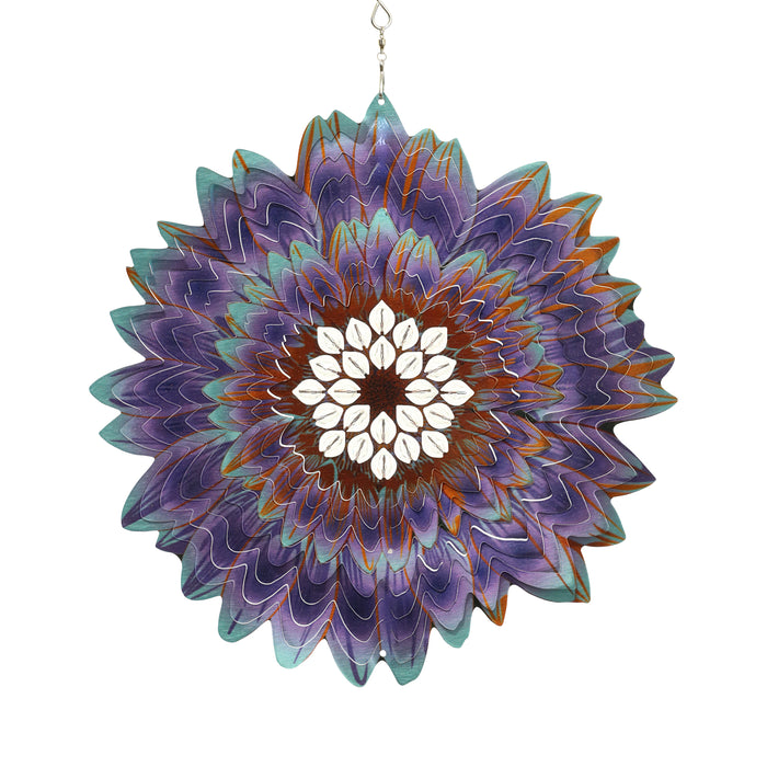 Sunflower Spinner with Beads in Blue and Purple, 12 Inch