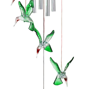 Solar Hummingbird Acrylic and Metal Wind Chime with Color Changing LED lights, 5 by 26 Inches | Shop Garden Decor by Exhart