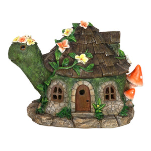 Solar Hand Painted Turtle Fairy Garden House Statue,  9.5 by 7.5 Inches | Shop Garden Decor by Exhart