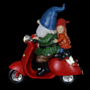 Solar Hand Painted Scooter Gnome Garden Statuary, 11.5 Inches tall | Shop Garden Decor by Exhart