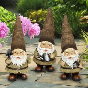 Burlap Buddies Gnome Garden Statues, set of 3, 11 Inch | Shop Garden Decor by Exhart