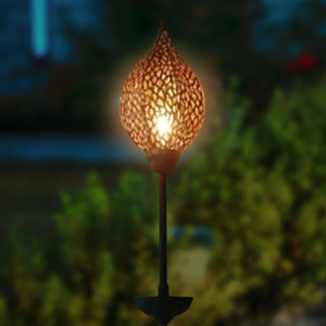 Solar Black and Gold Metal Teardrop Lantern Stake, 6.5 by 62 Inches | Shop Garden Decor by Exhart
