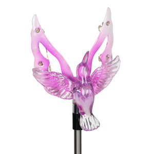 Solar Acrylic and Metal Purple Hummingbird Garden Stake with Twelve LED Lights, 4 by 34 Inches | Shop Garden Decor by Exhart