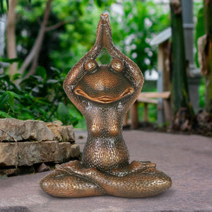 Meditating Bronze Yoga Frog Garden Statue, 17 Inch | Shop Garden Decor by Exhart