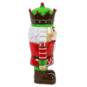 Nutcracker King Soldier with Brightly Hand Painted LED Uniform on a Battery Powered Automatic Timer, 19 Inch | Exhart