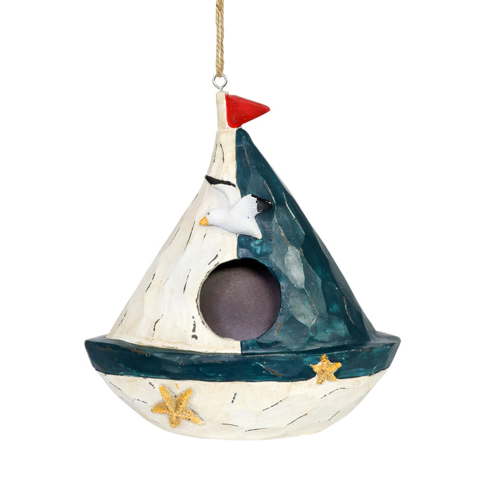 Hanging Sail Boat Bird House, 8 Inch