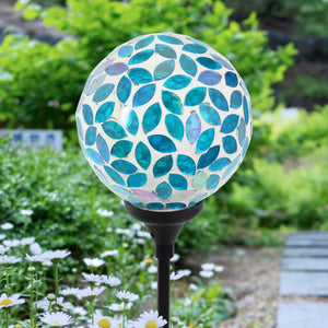 Solar Mosaic Glass Ball Garden Stake in Blue, 4 by 32.5 Inches | Shop Garden Decor by Exhart