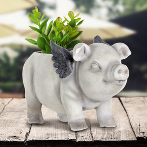 Exhart Adorable Flying Pig Planter, 17 by 10 Inches