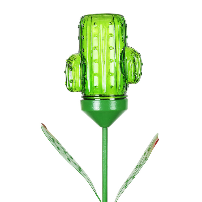 Solar Green Cactus Garden Stake with 3 LED lights, 5 by 32 Inches