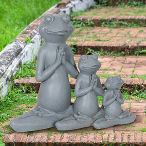 Three Lotus Posing Frogs Statue, 9 Inches | Shop Garden Decor by Exhart