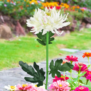 Solar White Mum Fabric Garden Stake with Color Changing LED, 5 by 30 Inches | Shop Garden Decor by Exhart