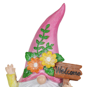 Pink Can't See Hat Welcome Gnome Statuary, 4.5 by 7.5 Inch | Shop Garden Decor by Exhart