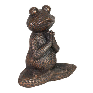 Meditating Yoga Frog Garden Statue in Bronze Look, 16.5 Inches | Shop Garden Decor by Exhart