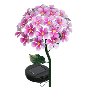 Solar Metal Hydrangea Garden Stake in Pink with Twenty Six LED lights, 7 by 21 Inches | Shop Garden Decor by Exhart