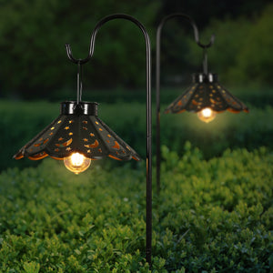 Solar Lamp Shade on a Shepherd's Hook Garden Stake Set of 2, 9.5 by 33.5 Inches | Shop Garden Decor by Exhart