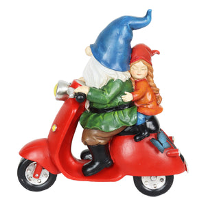 Solar Hand Painted Scooter Gnome Garden Statuary, 11.5 Inches tall | Shop Garden Decor by Exhart