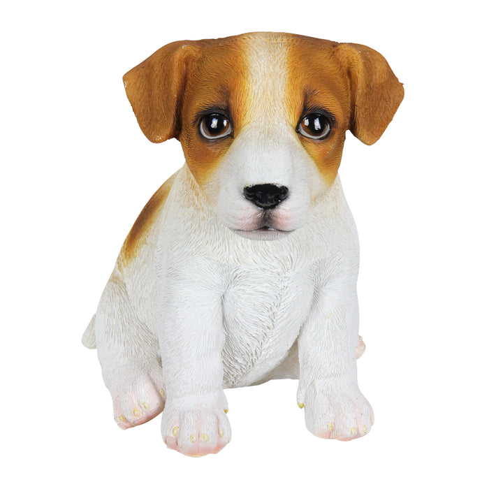 Hand Painted Jack Russell Puppy Statuary, 6.5 Inch